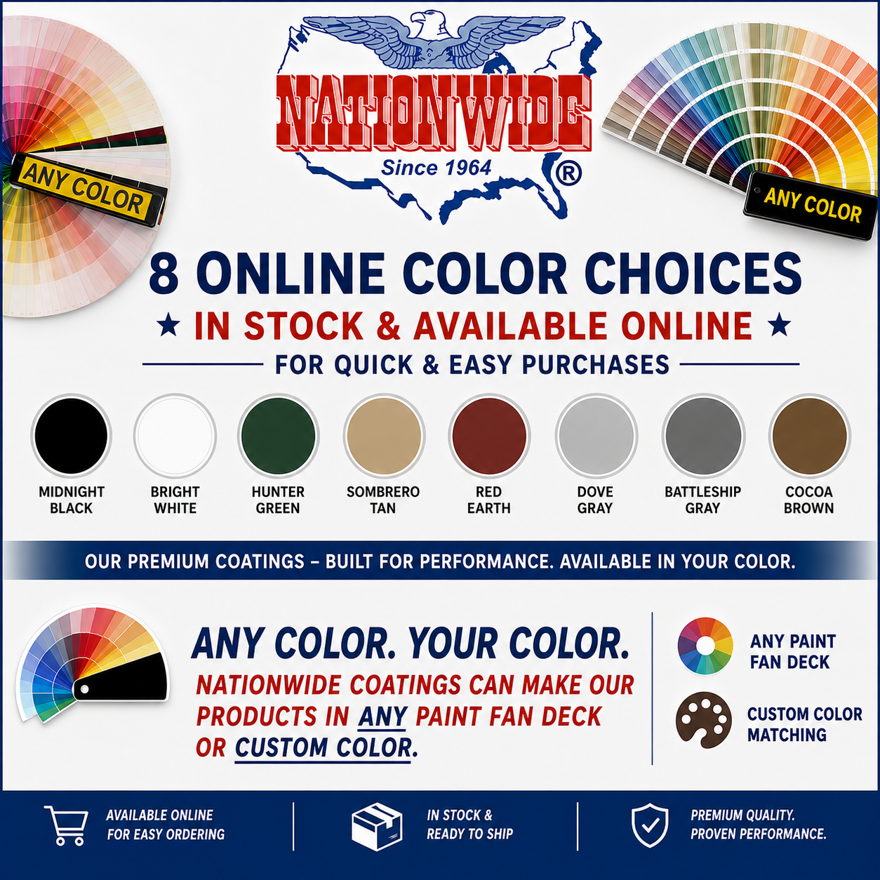 Elastomeric roof coating color chart fan deck with selectable shades