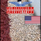 Mulch glue promo label with U.S. flag and Nationwide text